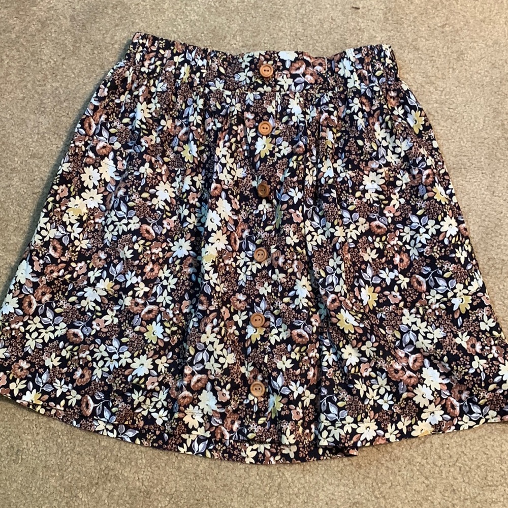 Lily White Nordstroms high-waisted vintage skirt Size Small Floral WITH POCKETS